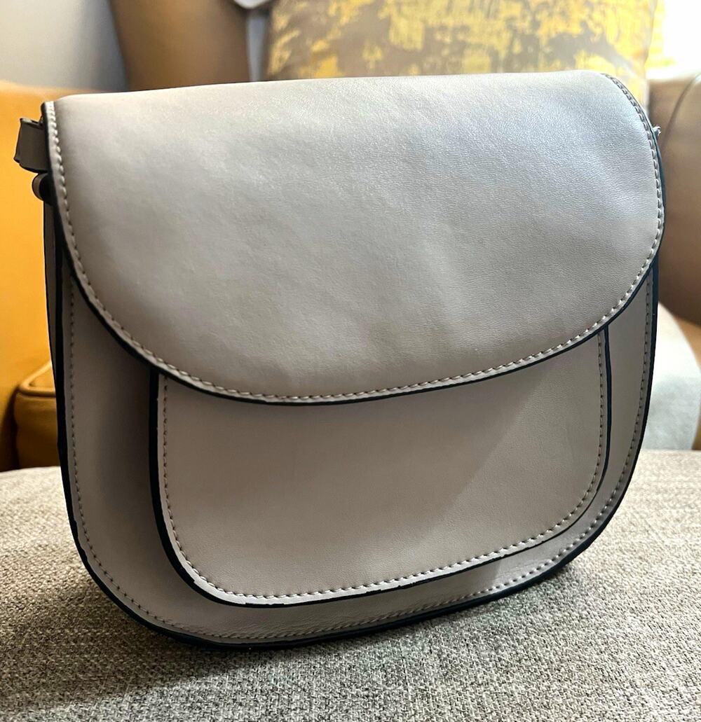 KC Jagger Women’s Gray Medium Crossbody Bag Adjustable Strap Gold Hardware